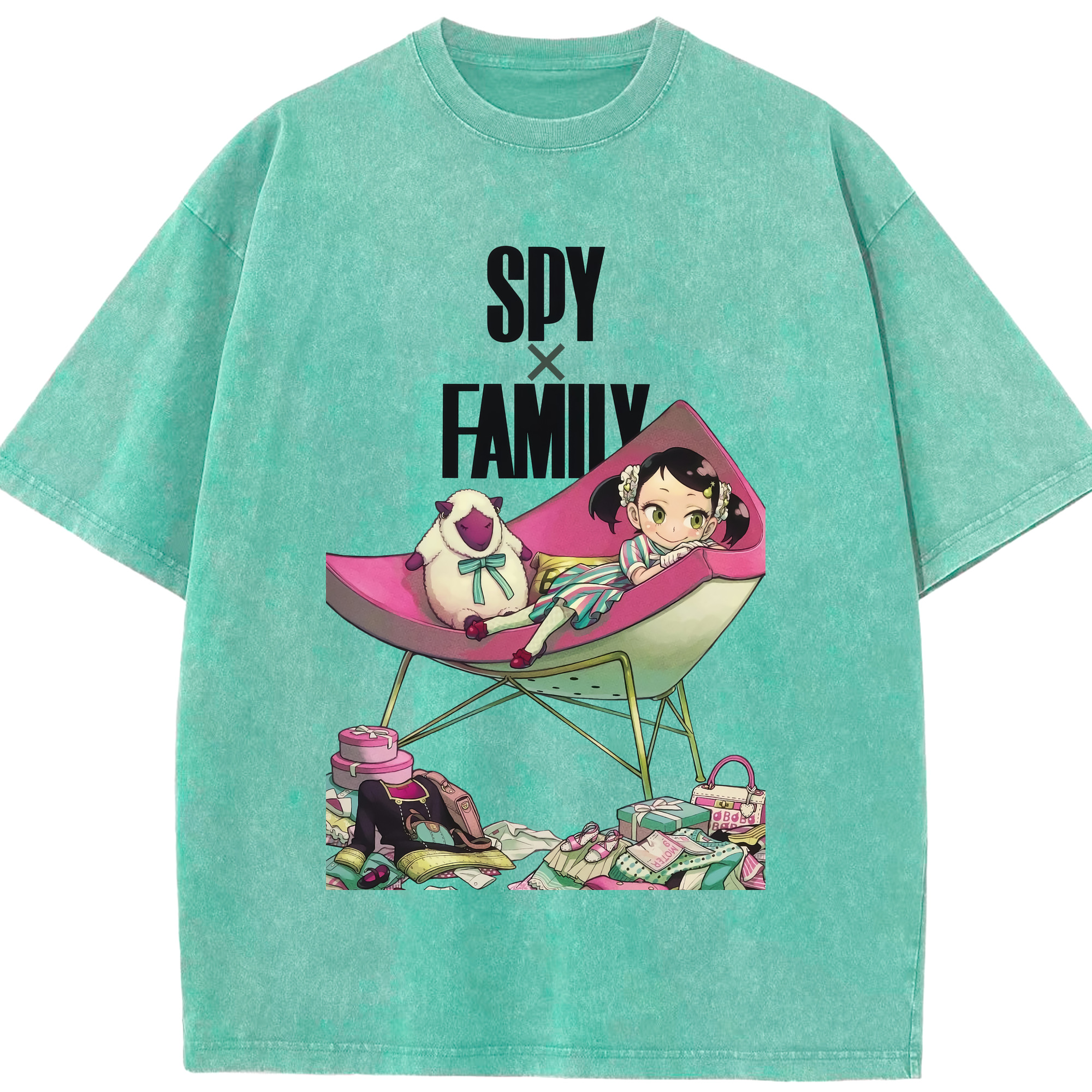 （画像用） SPY×FAMILY间谍家家酒 綿100% ヴィンテージ風 半袖Tシャツ（フロントプリント）